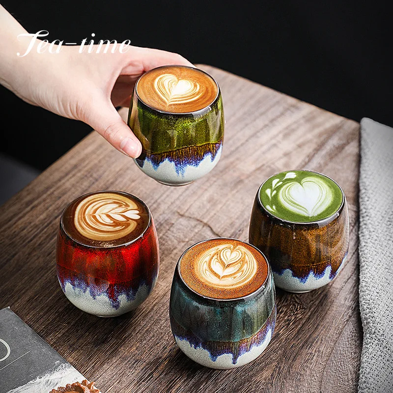 

85/160ML Japanese Style Teacup Water Cup Stoneware Ceramic Coffee Cups Kiln Change Kungfu Teacup Beer Tea Mug Cuisine Drinkware