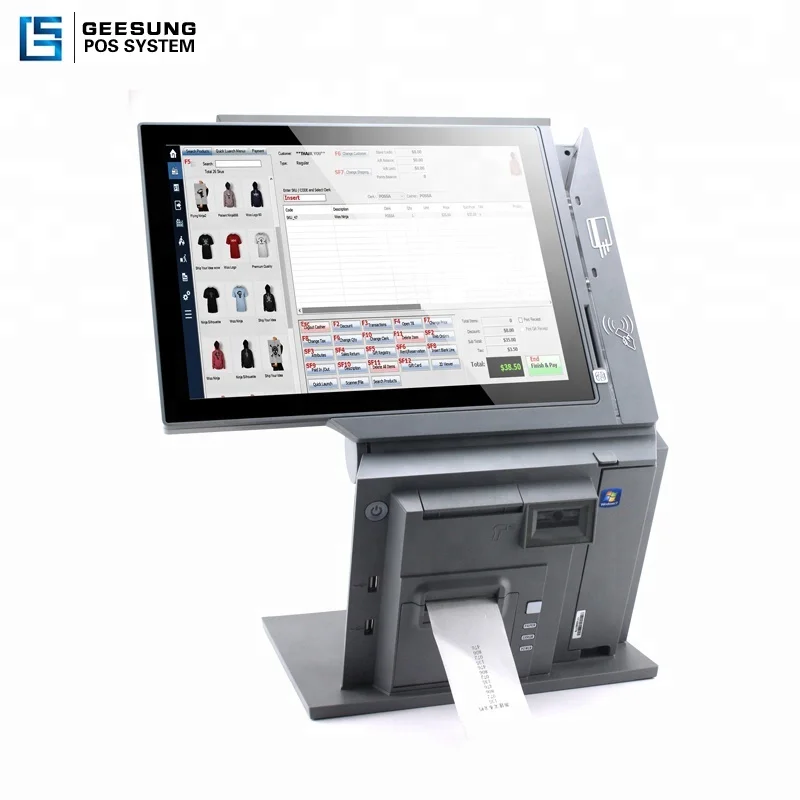 

15"+12" wholeset dual screen desktop pos machine system with pos software