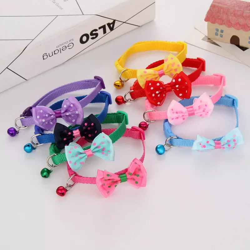 

Pet Collars Adjustable Dog Cat Collars Leashes Puppy Kitty Cute Kawaii Bowknot Collars Bells Collars Dog Accessories