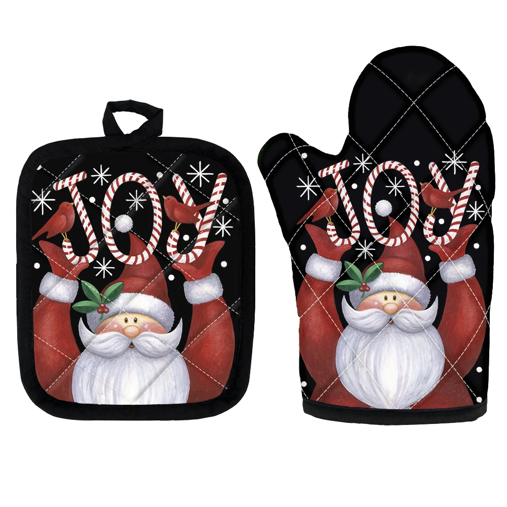 

Oven Mitts Baking Anti-hot Gloves Pad Oven Microwave Insulation Mat Christmas Decor Baking Kitchen Tools Xmas Santa Claus Gifts