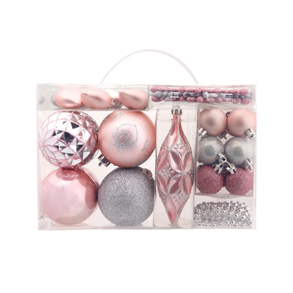 

50pcs Xmas Pendants Painting Balls Snowflake Heart Shaped Hanging Ornaments Wall Decor