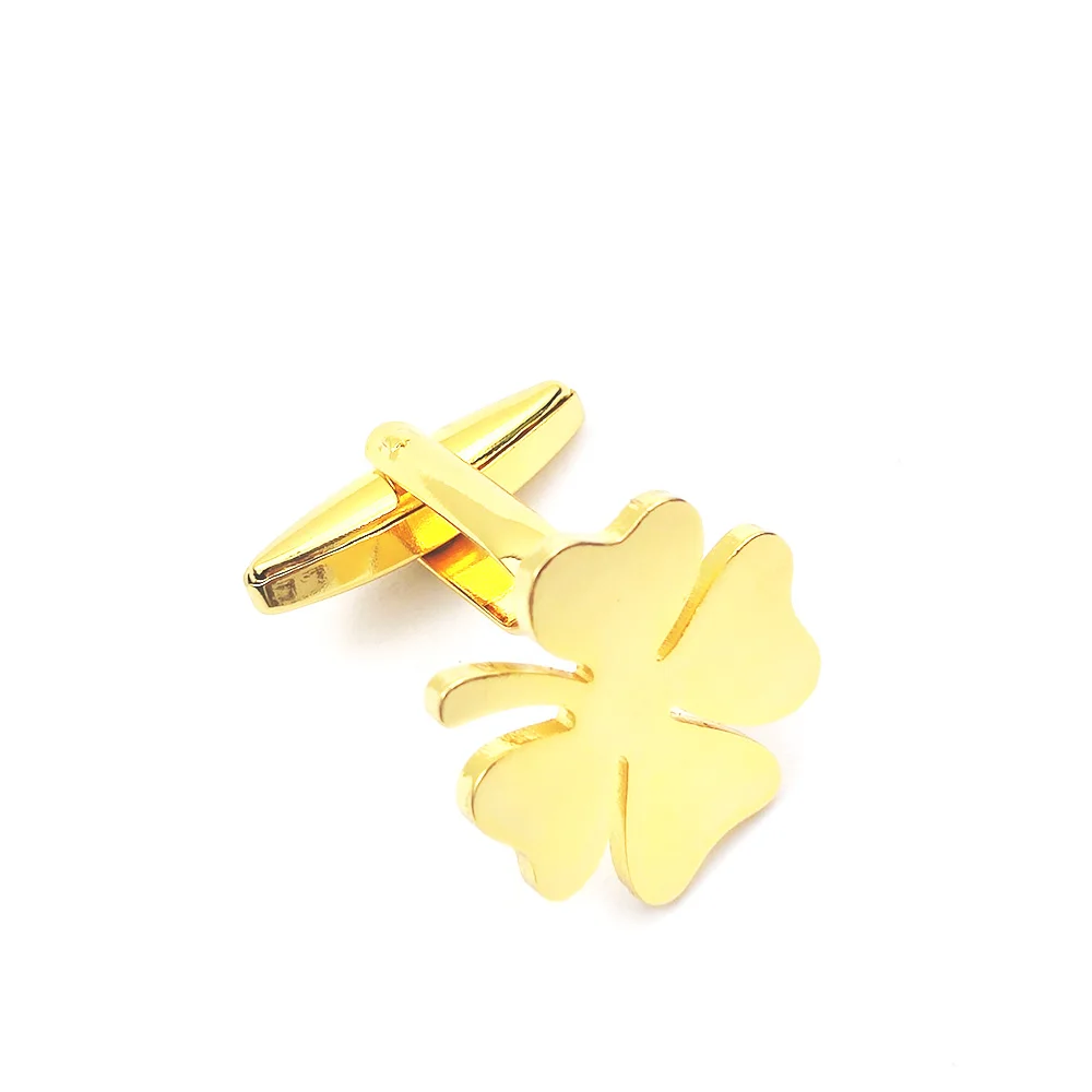 Men's Fashion Shirt Cufflinks Lucky Four-Leaf Clover Stainless Steel Cufflinks French Suit Shirt Button Men Charm Jewelry Direct