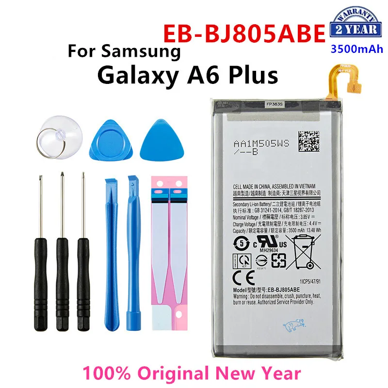 

100% Orginal EB-BJ805ABE 3500mAh Battery for Samsung Galaxy A6 Plus A6+ SM-A605F A605G A6050 A605K A605FN A605GN A6058 +Tools