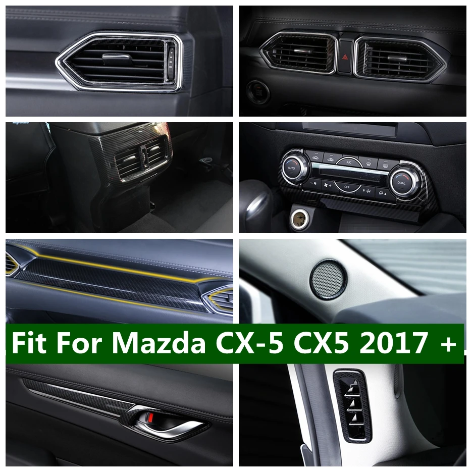 

Carbon Fiber Accessories Pillar A Air Vent / Center Control Strip / Window Lift Button Cover Trim For Mazda CX-5 CX5 2017 - 2022