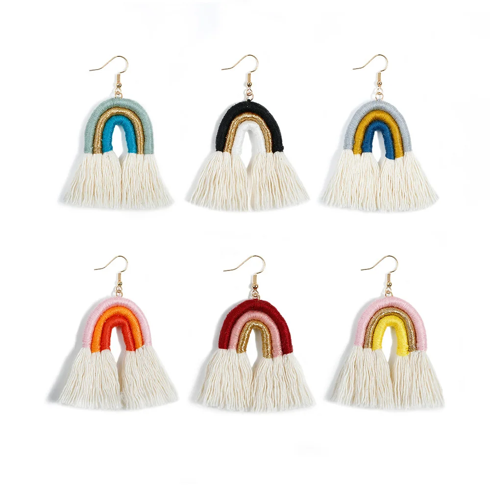 

Colorful Rainbow Layered Tassel Earrings Bohemian 3 Tier Fringe Statement Dangle Drop Earrings for Women Girls Jewelry