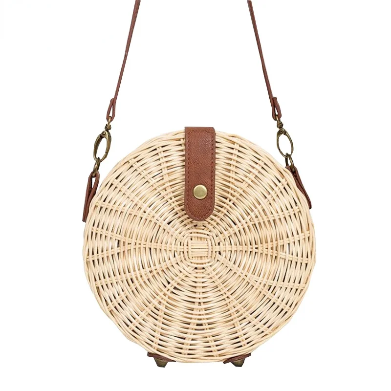 

2021 New Retro handmade messenger bag round Beach Bag Girl circle rattan bag small Bohemian shoulder bag women bags for women