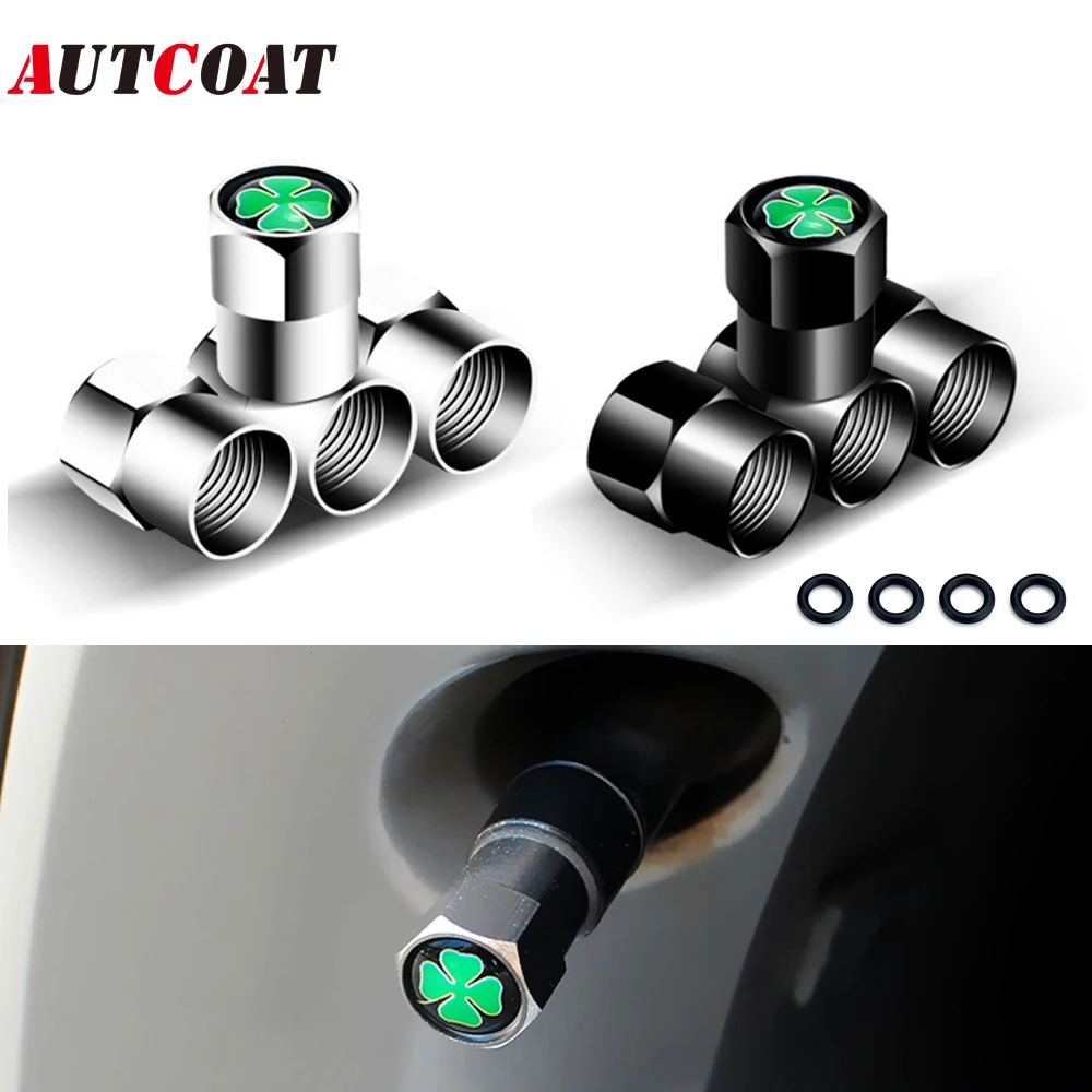 Универсальные колпачки клапанов шин AUTCOAT 4 шт./компл. четырехлистный клевер для
