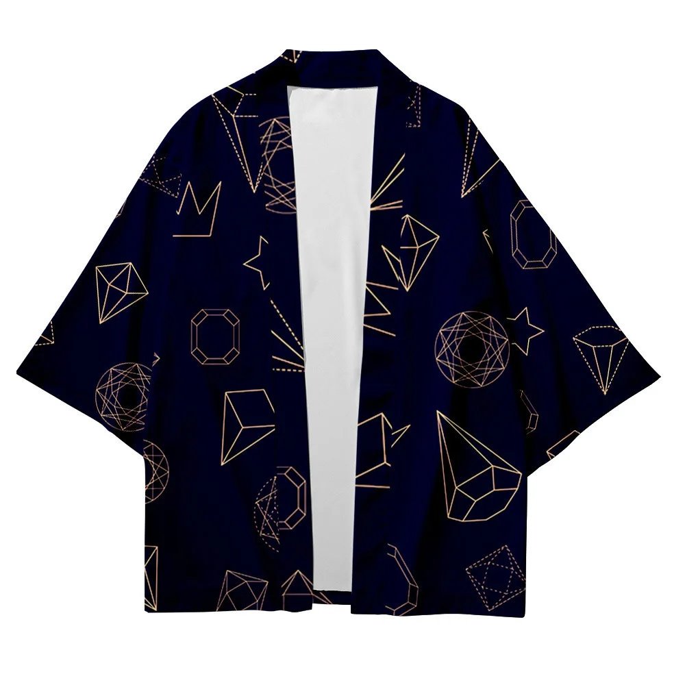 Женский и мужской кардиган свободное кимоно с геометрическим рисунком звездного