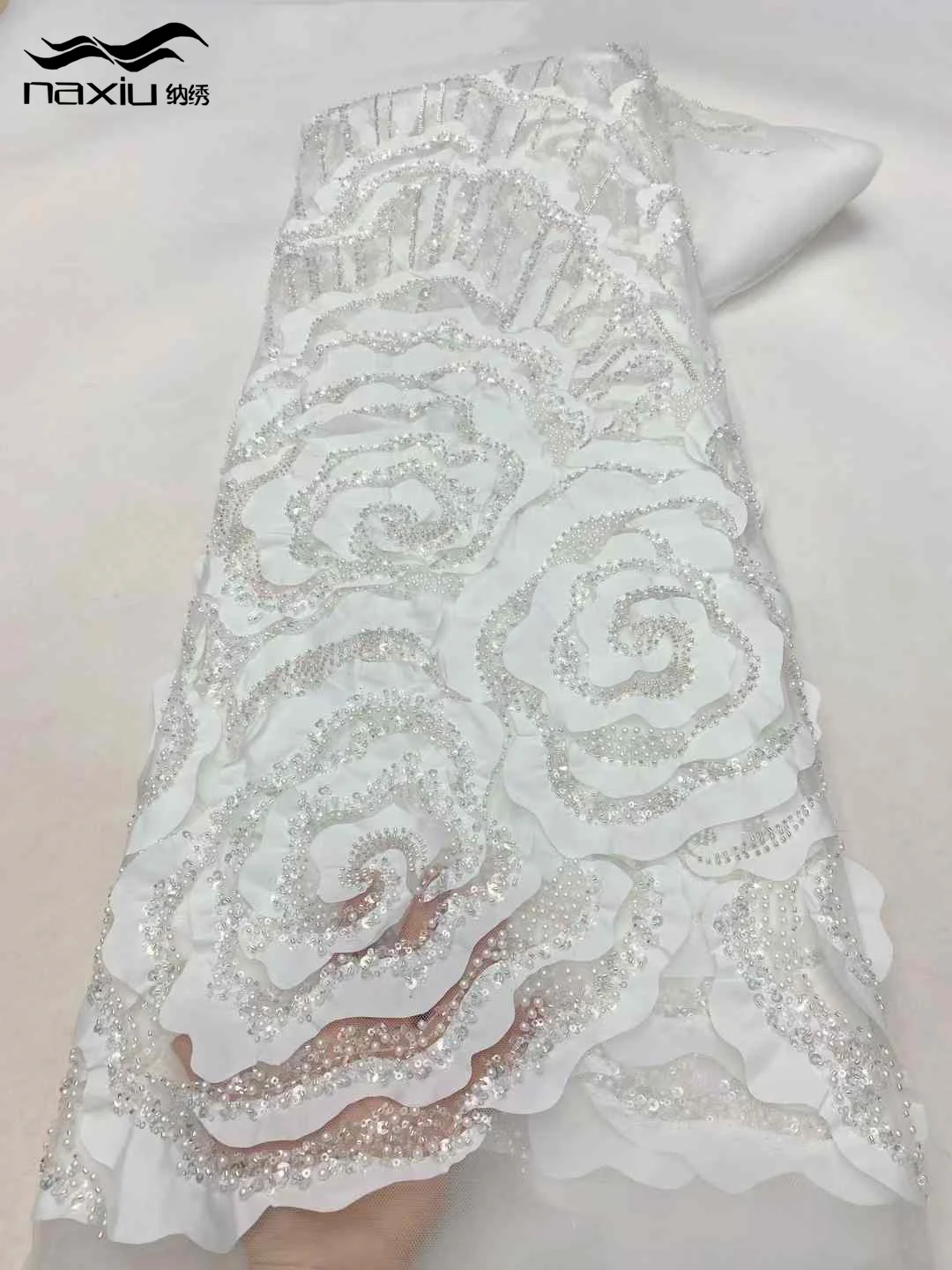 Мэдисон нигерийская кружевная ткань с бусинами для жениха 2025 высокое качество