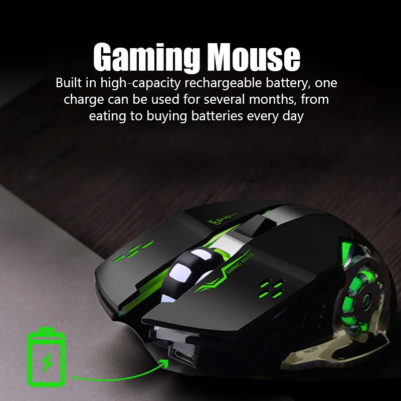 Мышь Беспроводная игровая 2 4G 3 уровня DPI 1200/2400/4600 6 кнопок |