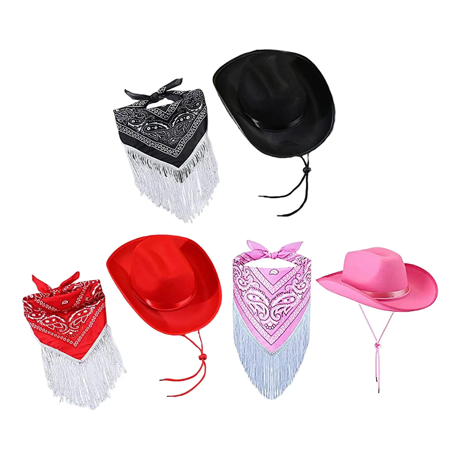 

Ковбойская шапка с кисточкой, шелковый шарф, летняя шляпа от солнца для косплея, для улицы, рыбалки