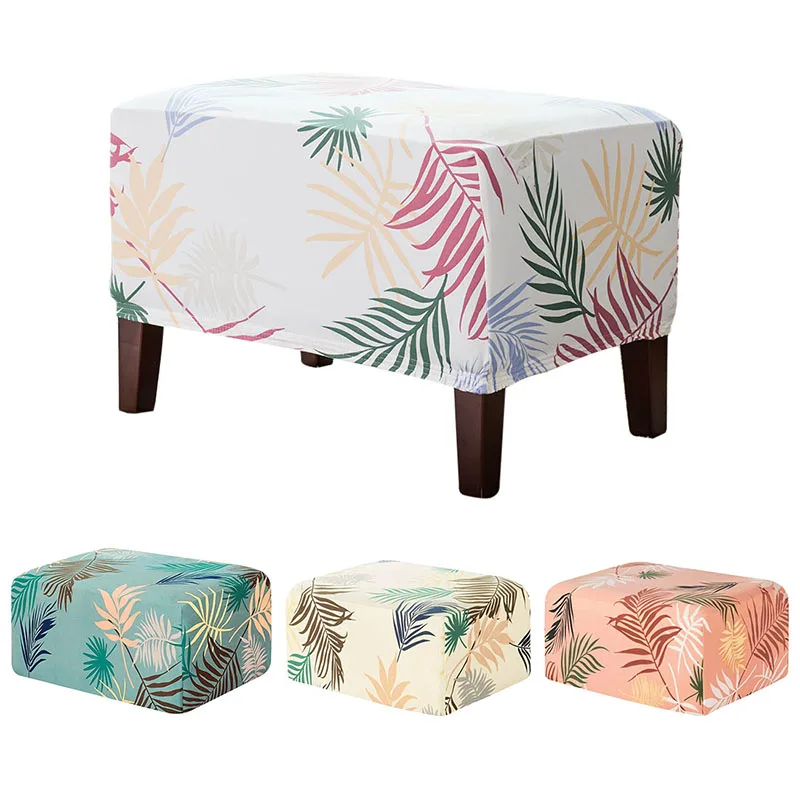 

Ottoman Slipcovers Rectangle Footrest Storage Covers All-inclusive Foot Stool Protector Removable Sofa Cover Footstool Protector