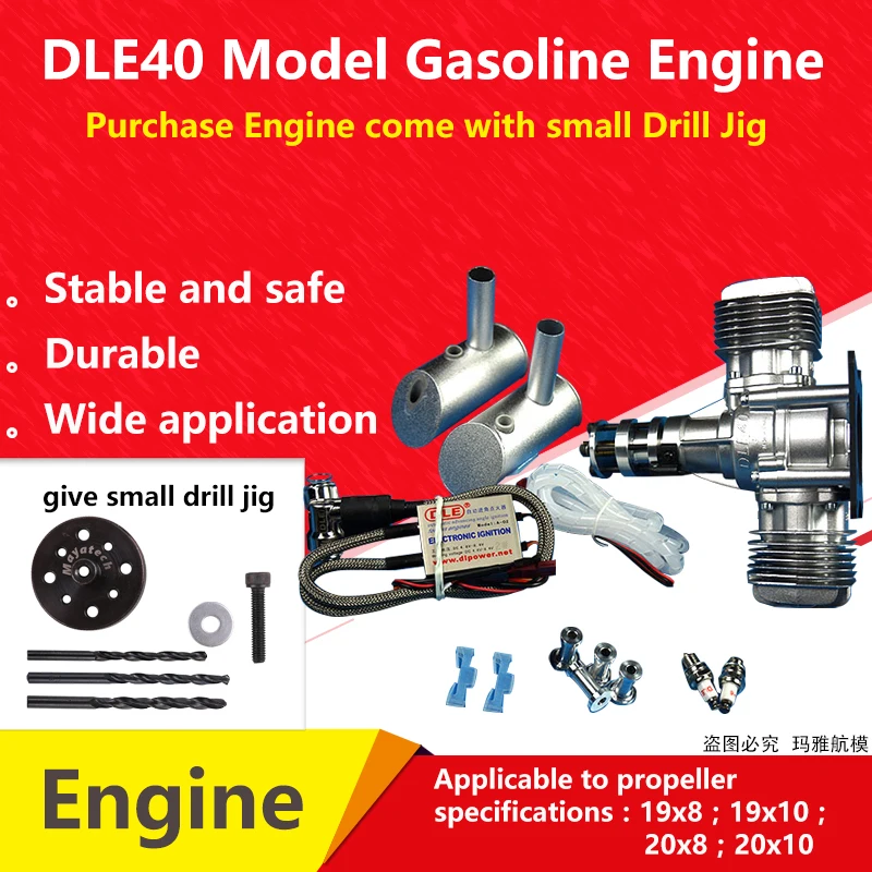 

DLE New Original DLE 40CC Gasoline Petrol Engine Twin Cylinder DLE40 for RC Airplane Side Exhaust Natural Wind Cold Hand Start