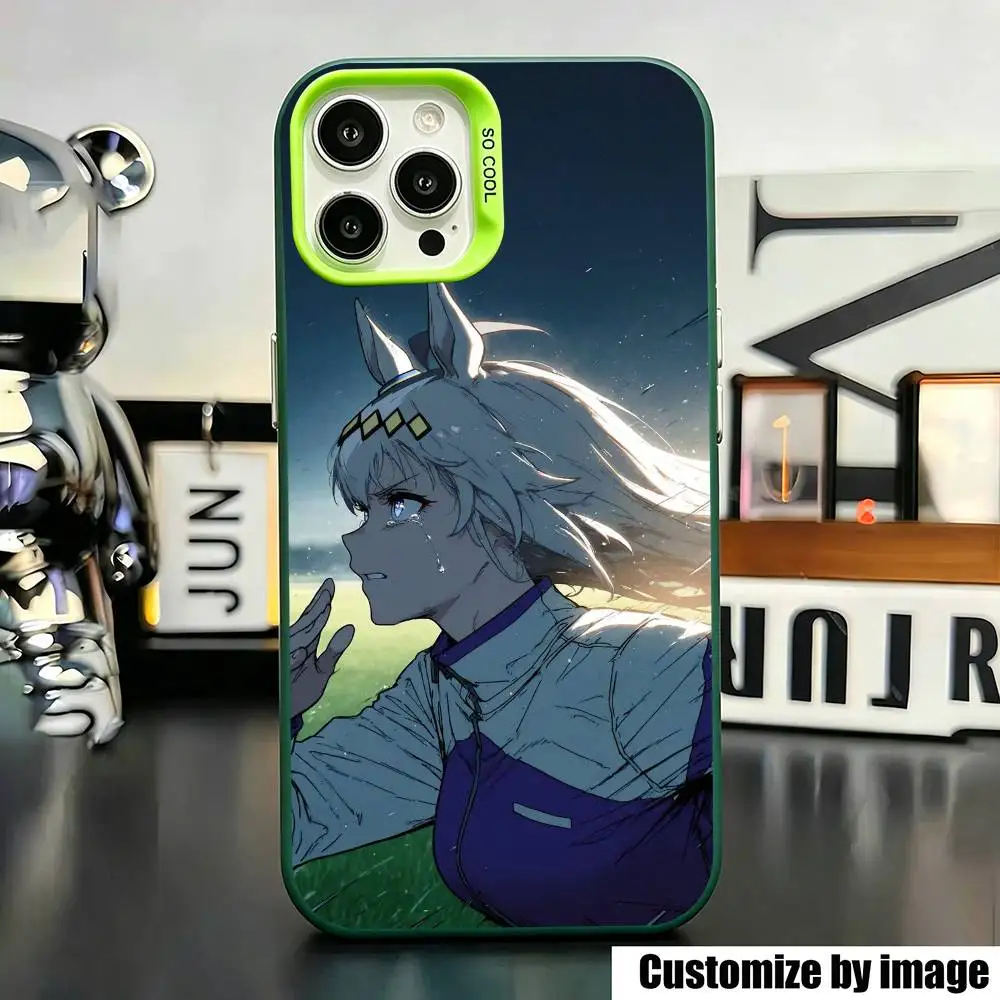 Фото Чехол для телефона Oguri C-Cap Uma M-Musume Anime для iPhone 17, 16, 15, 14, 13, 12, 11 Plus, Pro Max, XS, зеленый, с серебряным покрытием внутри №4