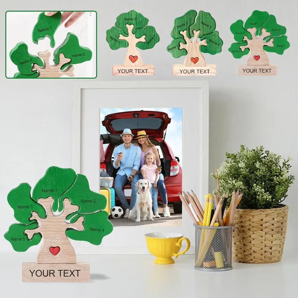 

1/7PCS Personalized Tree Family Wooden Art Puzzle Personalized Art Heart Name Puzzle Decoration Text Perfects With Family H O5K3