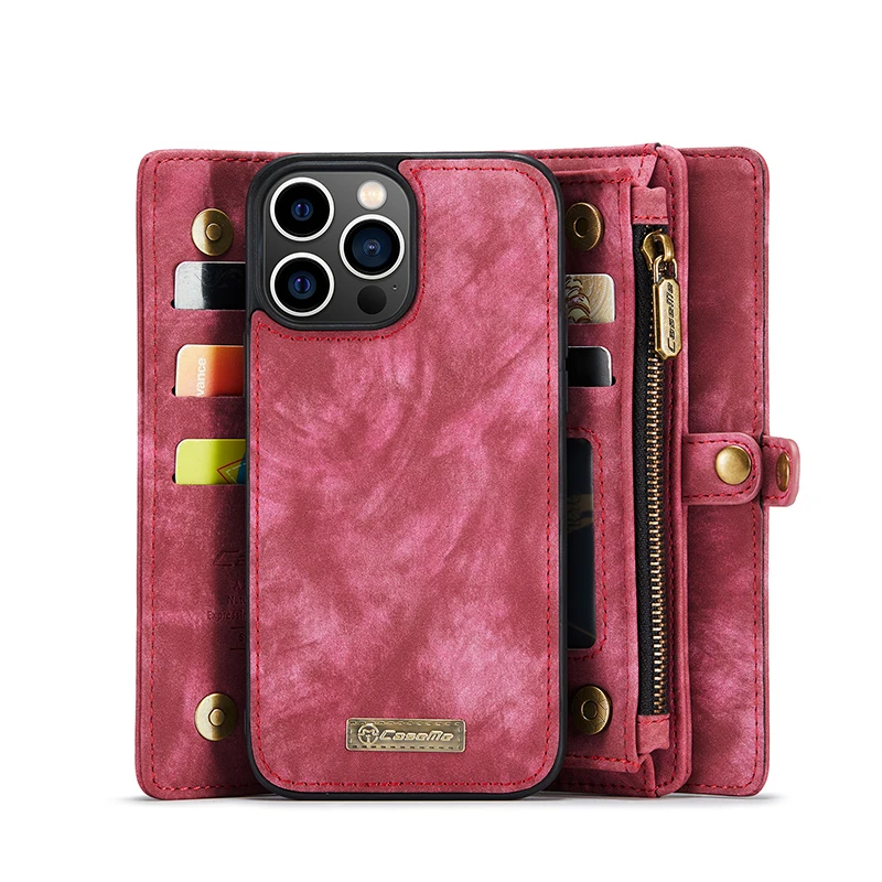 

Multi Card Holder Leather Case For Iphone 14 13 11 Pro Max Wallet Case Zipper Flip Protable Cover 6 6S 8 Plus X Xs Max Se2022