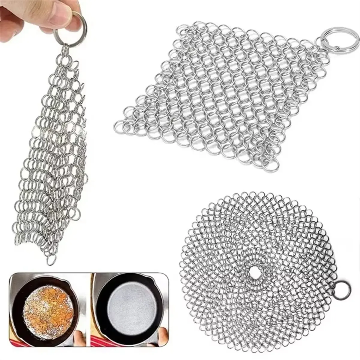 Фото Щетка для чистки кухни A95G, сетчатая, из нержавеющей стали, для кастрюль, скребок для гриля, щетка для чугуна, кухонная щетка B №3