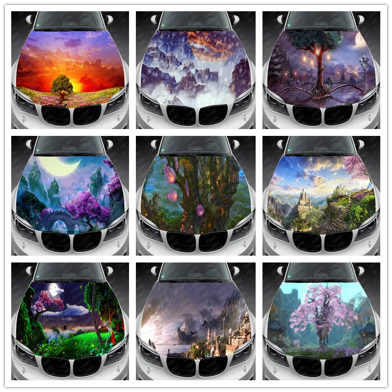 

Fantasy - Landscape Car Hood Vinyl Stickers Wrap Vinyl Film Engine Cover Decals Sticker Universal Fit Any Car