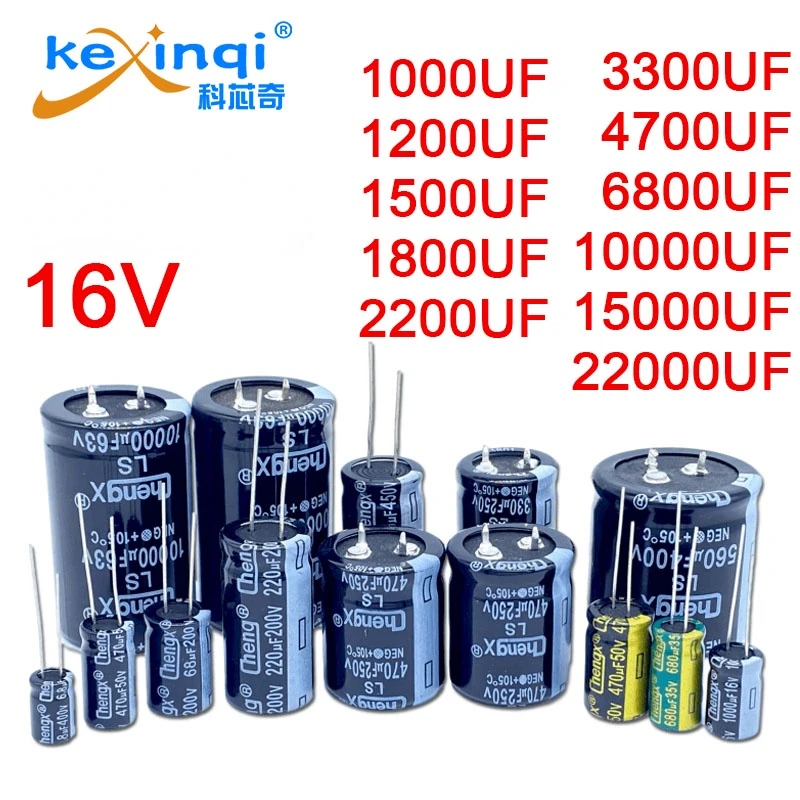 

5pcs/lot 16V DIP Aluminum Electrolytic Capacitor 1000uf 1200uf 1500uf 1800uf 2200uf 3300uf 4700uf 6800uf 10000uf 15000uf 22000uf