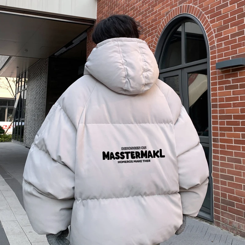 Winter Bread Jacket Fashion for Men Warm Male Parkas Big Size Letter Print 5XL Men's Cotton Coat Oversize Clothing 2024