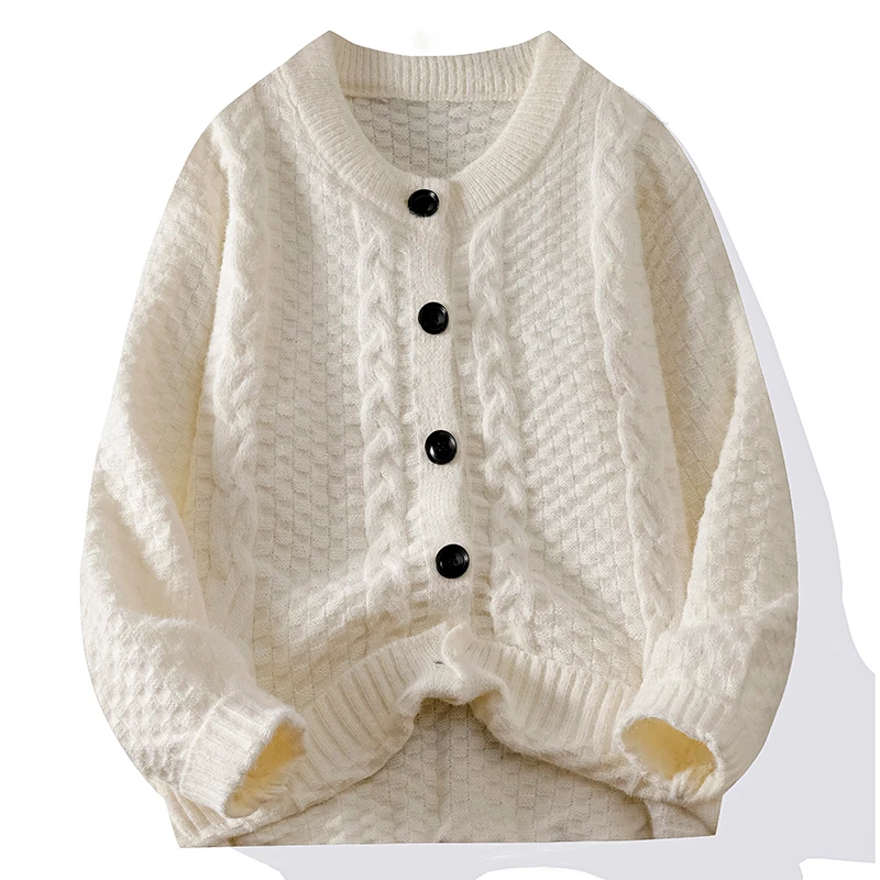 Мужской Кардиган Свитер С Круглым Вырезом Трикотаж Повседневный Свободный Крой