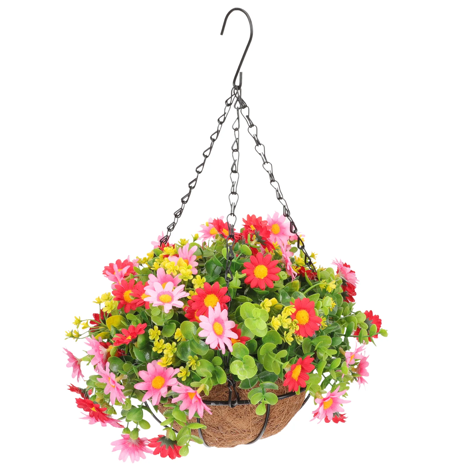 

Hanging Flowers Artificial Basket Flower Fake Baskets Plants Outdoor Silk Faux Planter Plant Vine Daisy Garden Deck Decorations