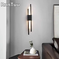 led modern stylish black and bronze brass gold 50cm metal acrylic pipe wall lamp for living room bedroom hallway wall sconce