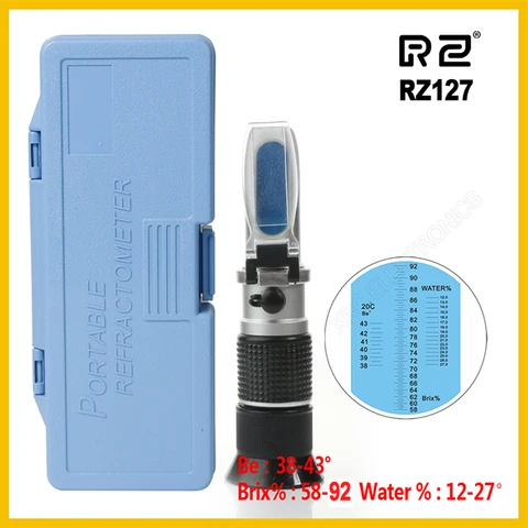 Высококонцентрированная вода 3 в 1 RZ, 58% ~ 92%, рефрактометр для мёда пчелы, сахар, ATC RZ127