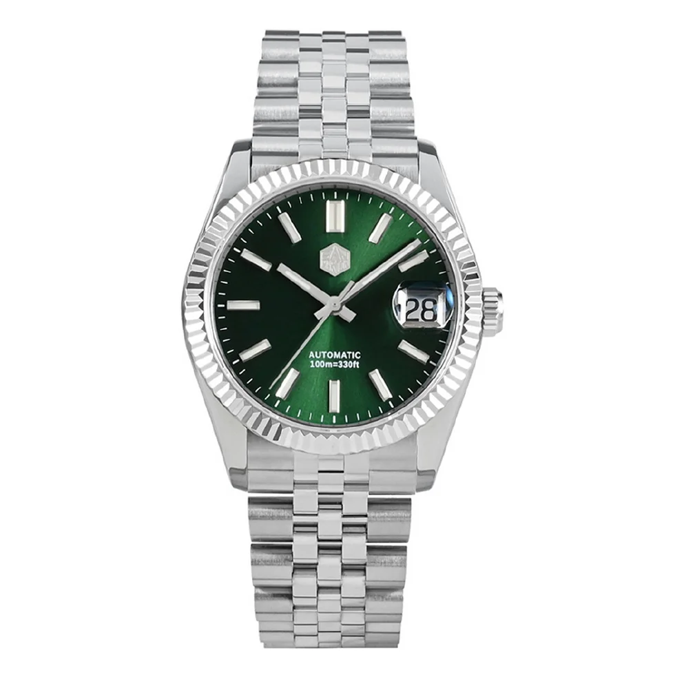 

San Martin Mens Automatic Watches 36.5MM Luxury Mechanical Wristwatch Dress Couple Watch Sapphire 100m Waterproof BGW-9 Luminous