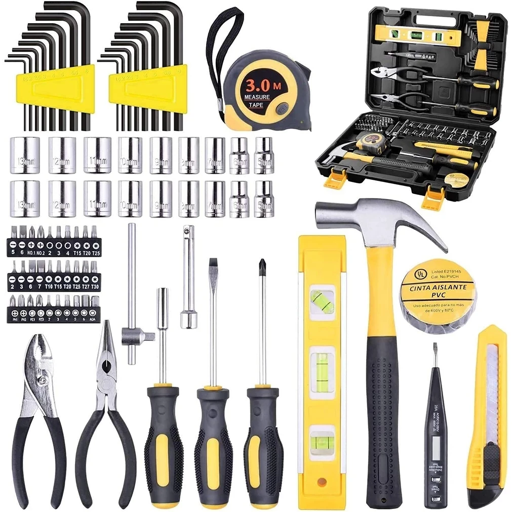 

New low price Home Repair Tool Kit General Household Tool Set Hand Tool Kit Home Auto Repair Tool Box Storage Case Wall Plate