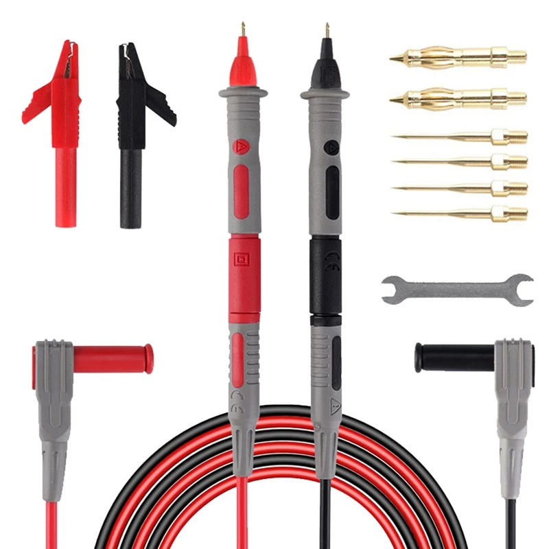 

15Pcs Multimeter Test Extension Cord Probes Needle Lead Set Threaded Interface Replaceable Probe With Crocodiles PROBE