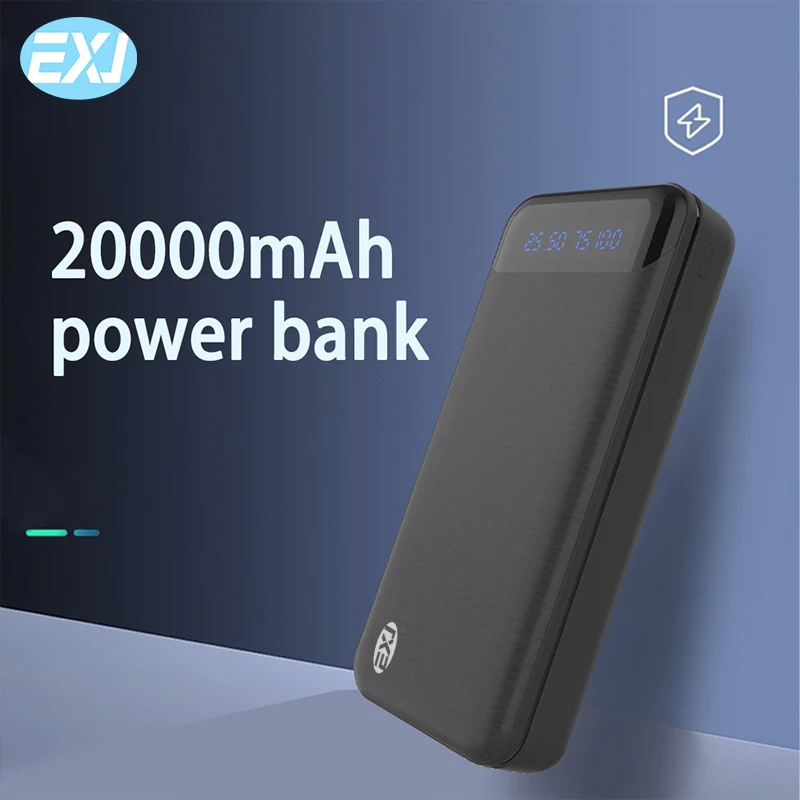 EXJ 20000 мАч Power Bank сверхбольшая емкость цифровой дисплей внешний аккумулятор для