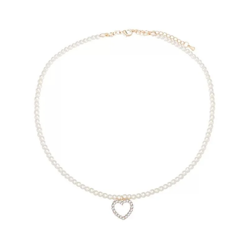 

PTQASP New Sweet Heart Pendant Necklace Women Jewelry Necklace Simple Design Small Fake Pearls Bracelet Delicate Jewelry Gift