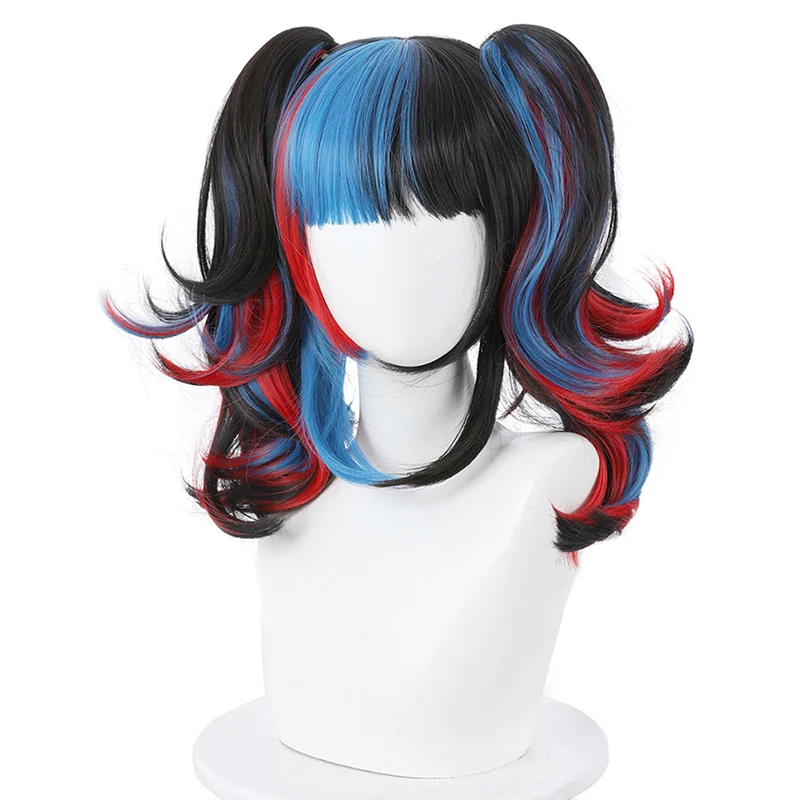

Fashion Cosplay Wig Black Blue Red Mixed Curly Heat Resistant Synthetic Hair Heat Resistant Party Wig