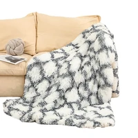 super soft faux fur throw blanket plaid light weight cozy fluffy plush crystal velvet blanket for sofa bed