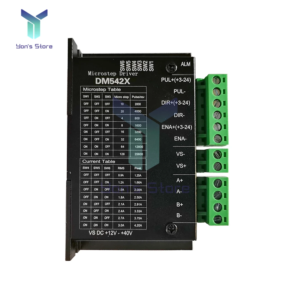 

42/57 Stepper Motor Driver DM542X Digital DSP Two-phase Stepper Motor Controller Module 4.2A 128 subdivision low noise
