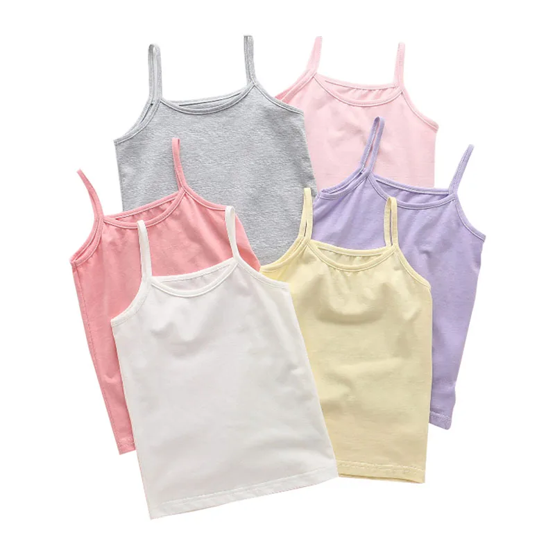 

Cotton Children's summer Vest Colored Kids Camisole Children Tops Summer Baby Singlet Girls Undershirts Teenager Tank