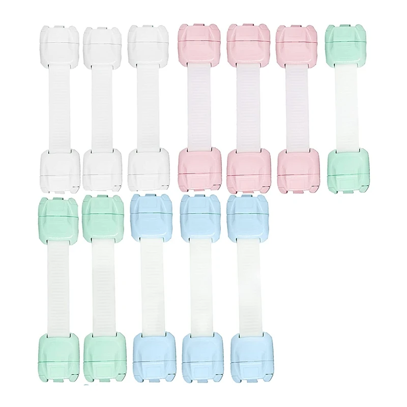 

12 Pack Baby Cabinet Locks No Drill Multi-Use Adhesive Straps Latches For Babies Child