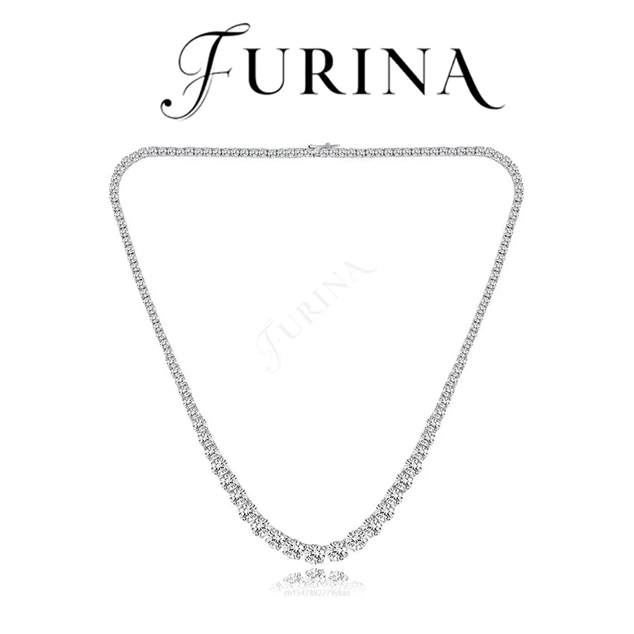 Фото Furina 18K S925 посеребренное роскошное простое ожерелье 5A с инкрустацией цирконом ювелирные изделия подруга мать Рождество подарки на день Святого Валентина №1