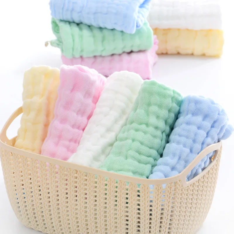 

5pcs/lot Muslin 6 layers Cotton Soft Baby Towels Baby Face Towel Handkerchief Bathing Feeding Face Washcloth Wipe burp cloths