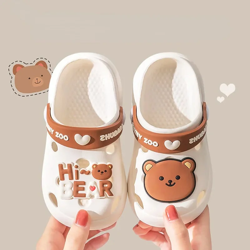 

New Summer Children's Cold Slippers Indoor Non -slip and Soft Bottom Comfort Cute Baby Hole Shoes, Boys and Girls Home Slippers