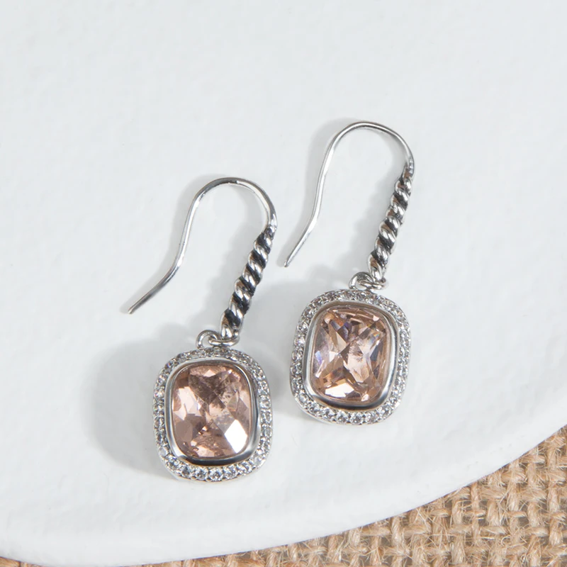 

Drop Earrings with Morganite cable Earring Fashion Luxury Jewelry Wedding Earrings For Women