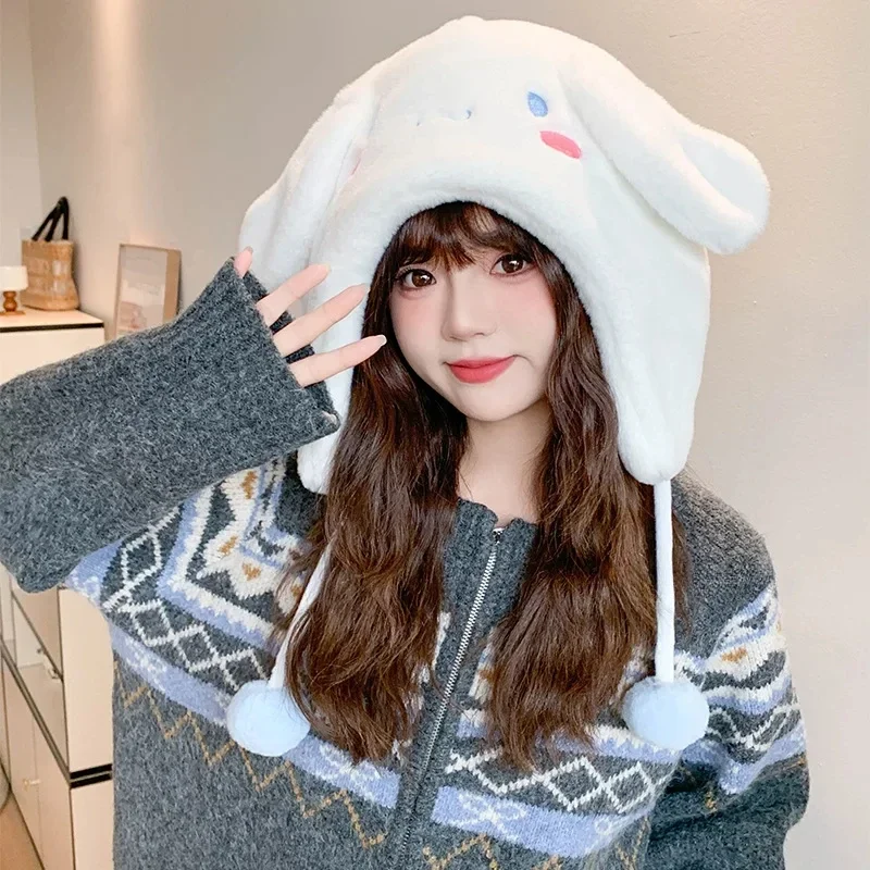 Sanrio плюшевые шапки с кисточками милая шапка защитой ушей Cinnamoroll зимняя