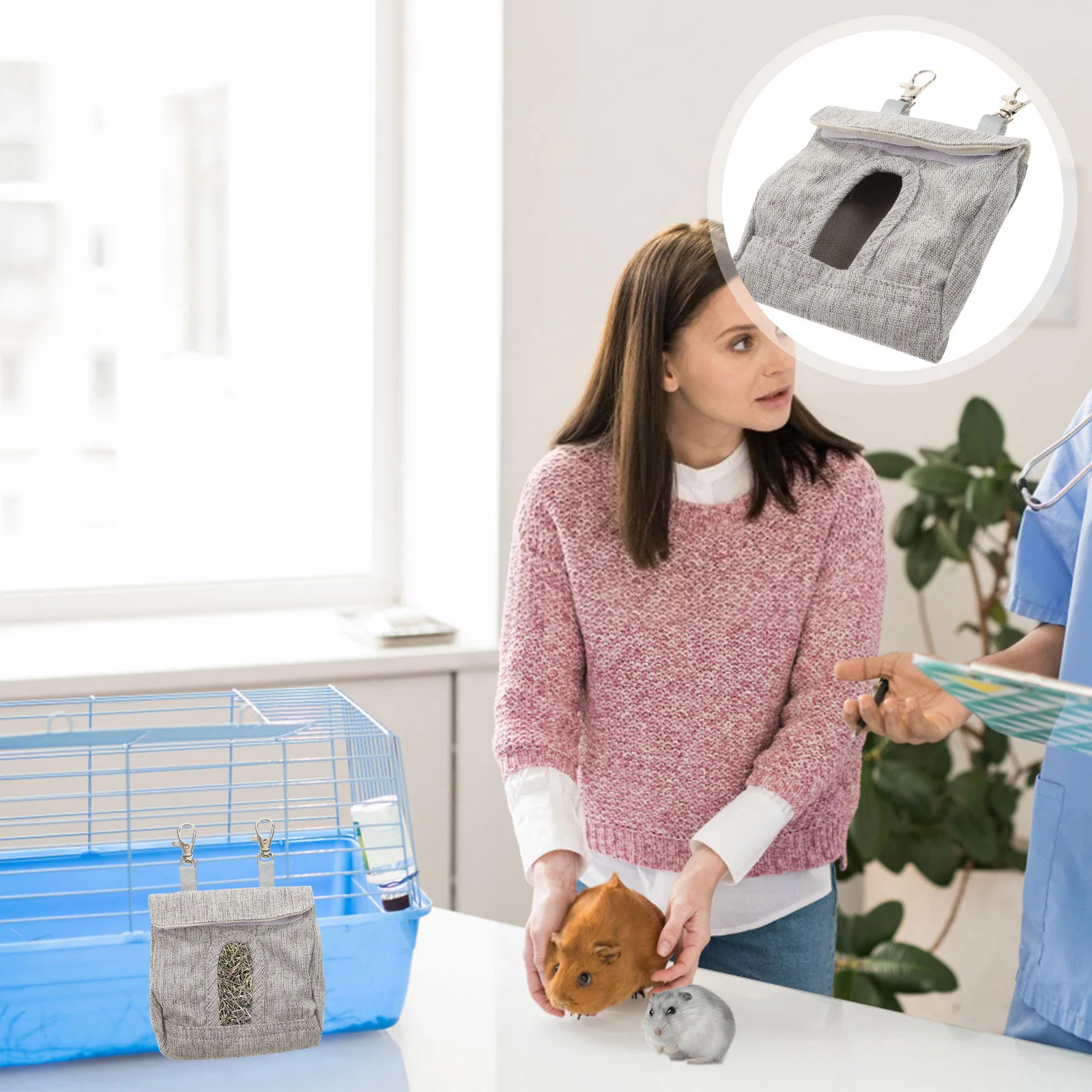 

Hayfeeder Rabbit Hanging Guineacage Feeding Containerpet Hamster Cages Cloth Small Animals Storage Sack Feeders Bunny