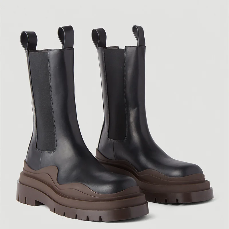 

Ladies Thick-soled Brown Martin Boots Autumn Thick-soled High Boots Chelsea Boots Boots 2021 New Long Boots
