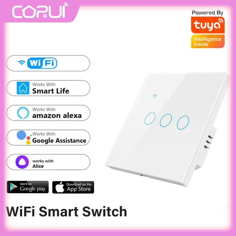 

For Alexa And Google Home Neutral Wire Switch Wireless Remote Control Light Wall Switch Voice Control App Control Smart Switch