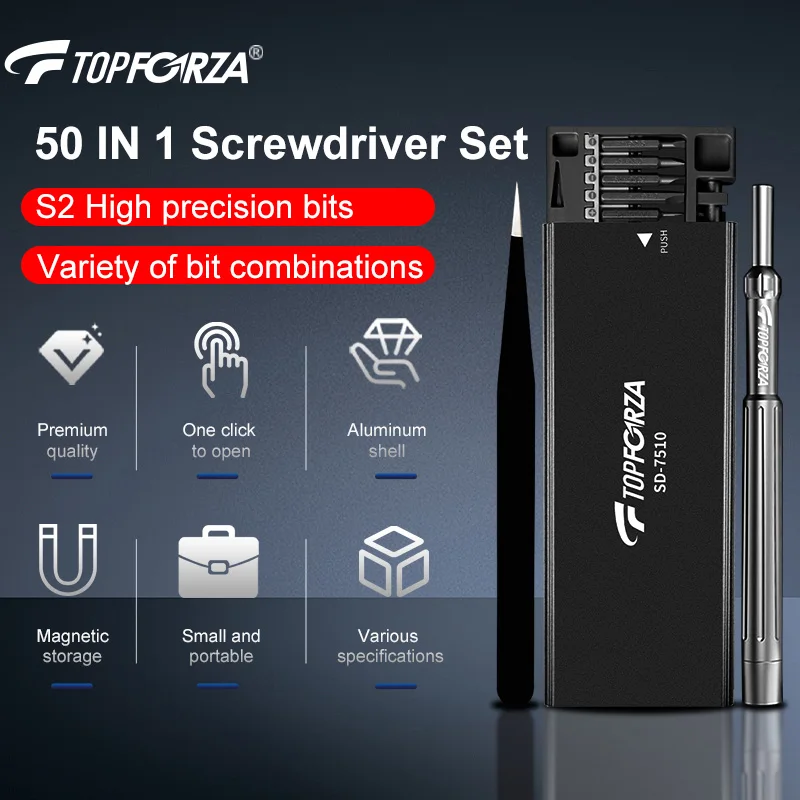 Набор отверток TOPFORZA 50 в 1 высокоточные биты S2 магнитная отвертка с прецизионным