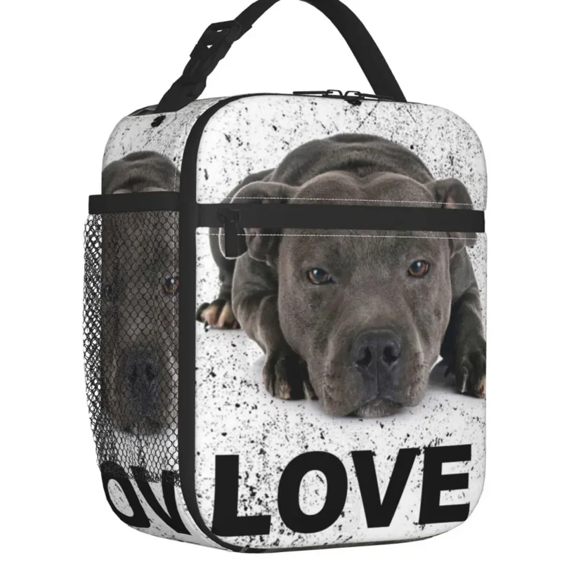 

Staffordshire Bull Terrier Dog Love Thermal Insulated Bags Animal Resuable Lunch Tote For School Multifunction Food Box