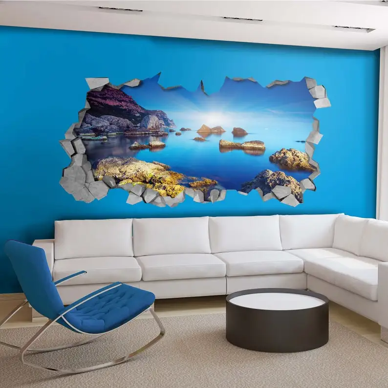 

Rocky Sea - 3d Wall Art - Broken Wall - 3d Wall Stickers - Wall Sticker - Wall Decal - 3d Wallpaper - 3d wall decals -SKU: SLS3D