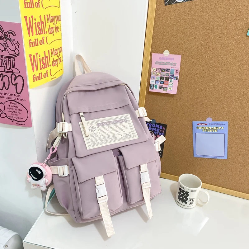 

Female Big Waterproof Back Bag Portable School Backpack For Girl Student Schoolbag Cool Fashion Multipocket Nylon Women Backpack